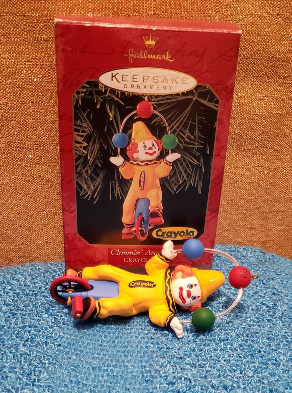 Crayola Yellow Clown Ornament with Red, Blue & Green Accents